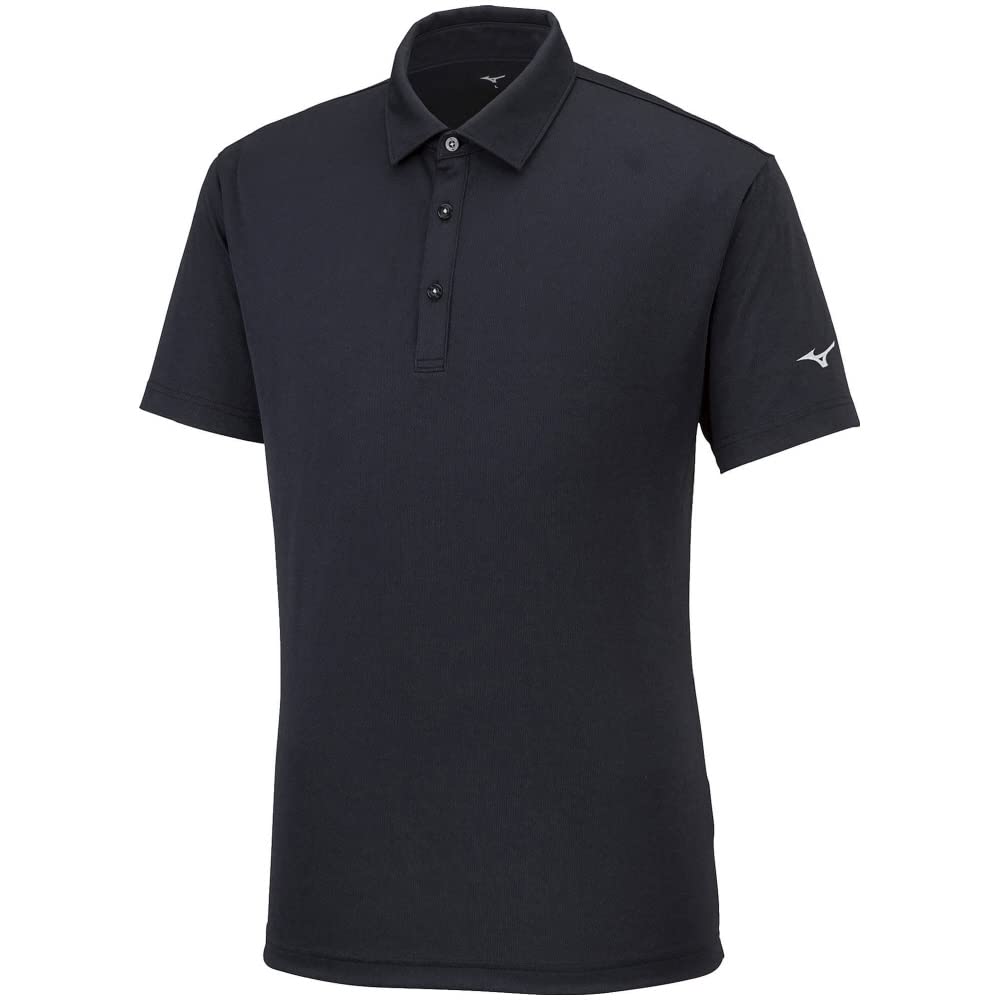 Mizuno NaviDry Training Polo Short Old Model Size S Shirt, Sleeve, Moisture-Wicking, Quick-Drying, Sportswear, 32MA2195, Men's, Black/Silver,
