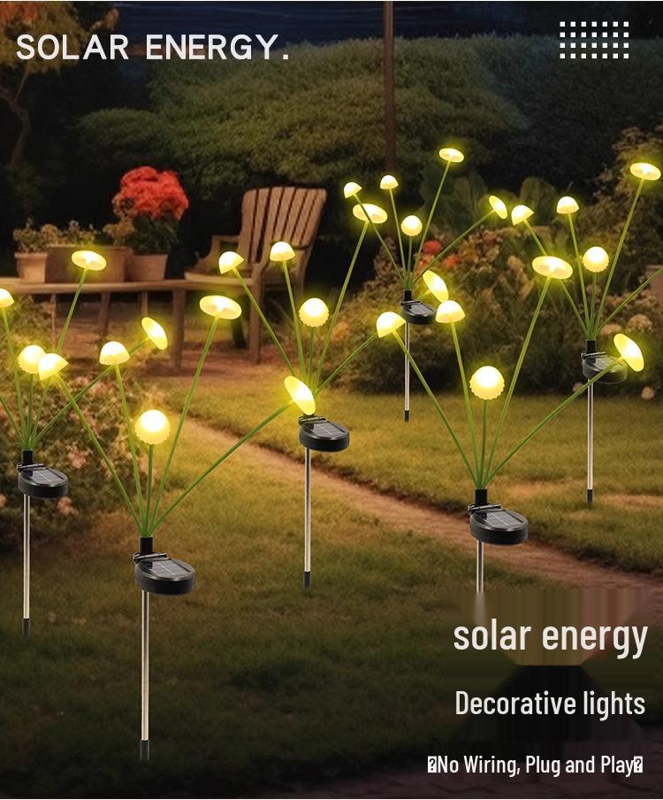 Pilzform Solar-LED-Lichterkette, Wasserdichte Outdoor-Campinglichter, Quallen-Design mit Windbetrieb
