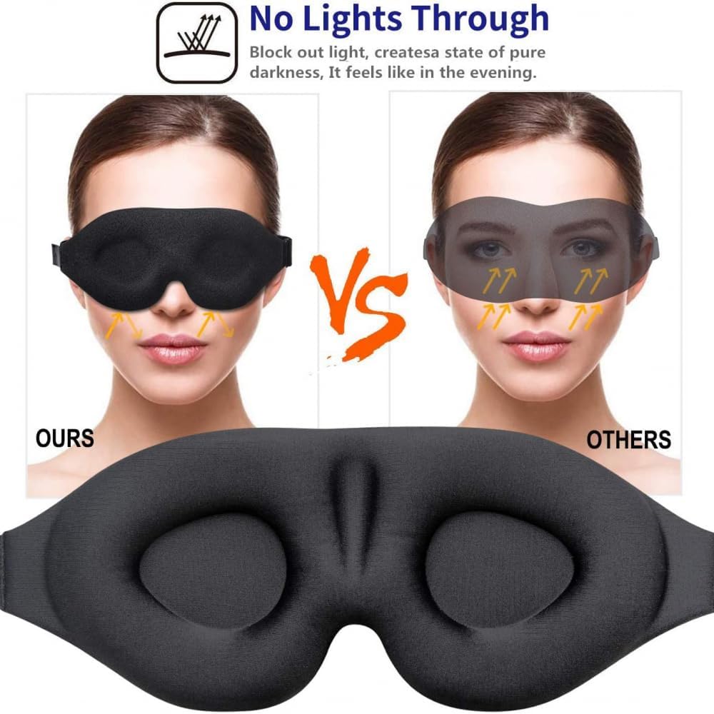 Wisik Enterprise Eye Mask For Sleeping, Adjustable Sleep Mask, Soft Reusable Padded Eye Mask for Travel, Blindfolded Sleep Mask for Women and Men