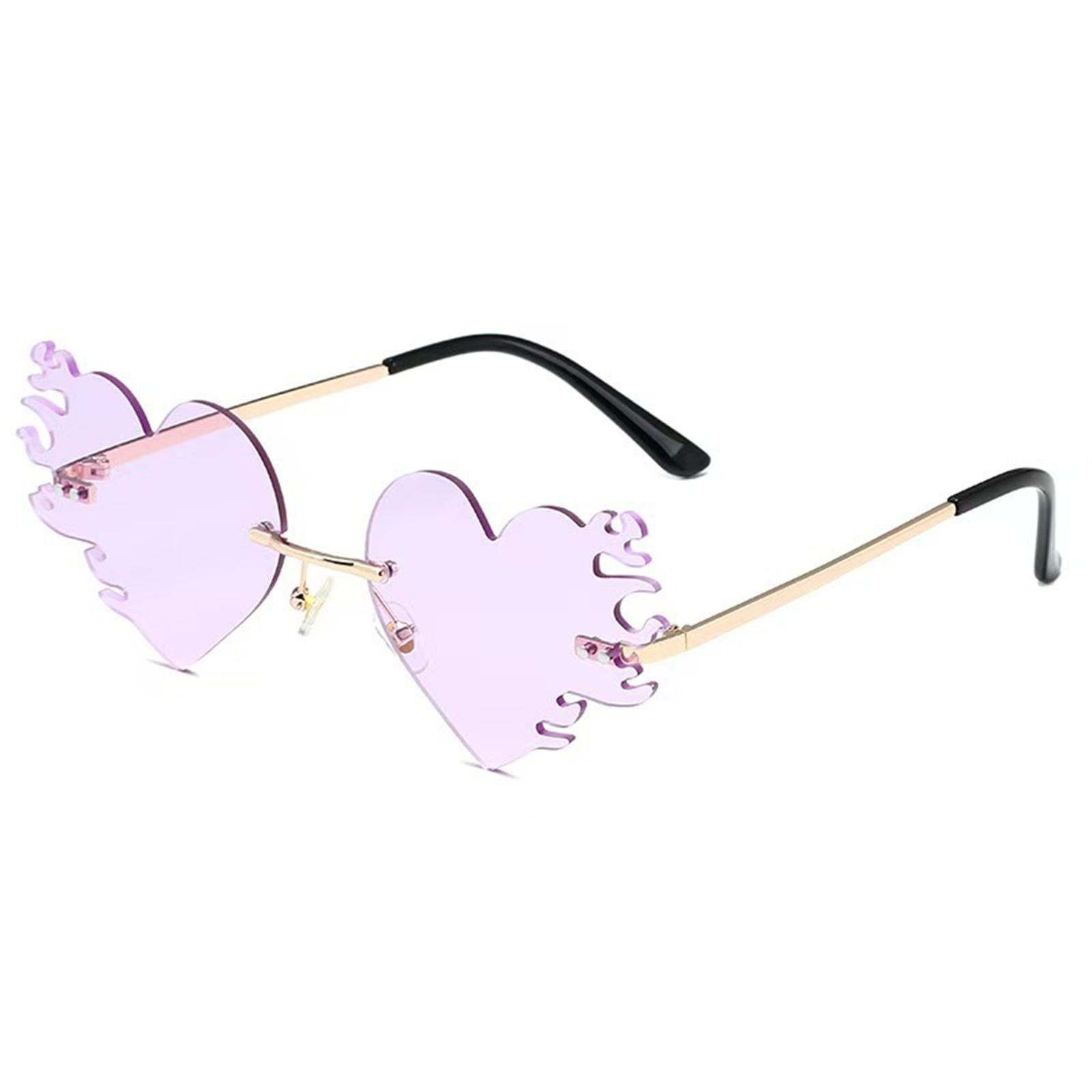 

Frameless Flame Heart Sunglasses Lightweight Trendy Sunglasses for Travel Stage Music Festival Shades Supply