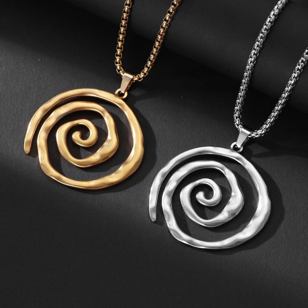Ladies Fashion Simple Swirl Geometric Thread Circle Pendant Necklace Jewelry