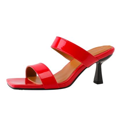 Fashion Fashion Summer Slippers Mules Shoes Woman Outside Sexy High Heels Slides Green Red Black Sandal Party Shoes Female Flip Flops