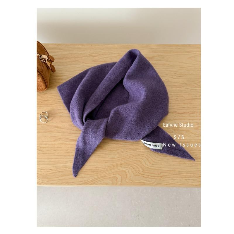 All wool Knitted Triangle Scarf Autumn and Winter Solid Color Versatile Shawl Vest Warm Shoulder Pads