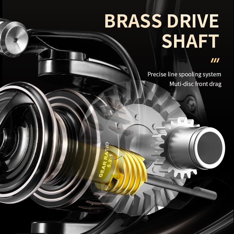 ROOBLINOS MG Professional Spinning Fishing Reel Lightweight Black Metal Body Smooth Drag System Freshwater Reservoir Carp Fishing 2000-7000 (MG5000)