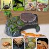 Resin Reptile Hide Cave,Leopard Gecko Cave Hideout Reptiles Habitat Tree Stump Decor Lizard Tank Climbing Ramp Basking Platform Accessories for Gecko