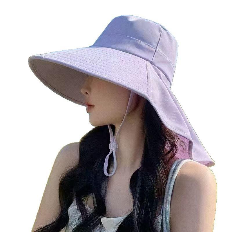 1PC Large Brim Sun Protection Hat Women 2025 New Anti-ultraviolet Waterproof Face Cover Shawl Sun Hat Cycling Shade Internet Celebrities