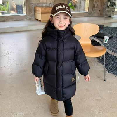 Winter Girls Long Thick Warm Long Parkas with Pocket Kids Hooded Coat Outerwear