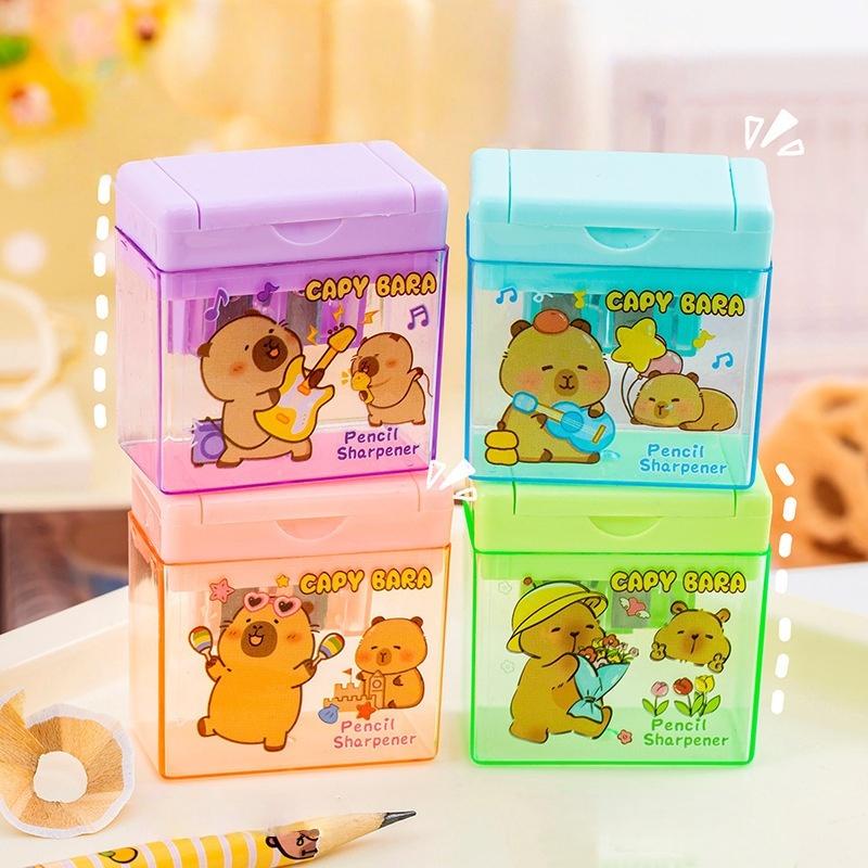 

1/4 шт. Мультяшная капибара Двойная точилка для карандашей Каваий Студенческие канцелярские товары Офисные принадлежности Мини-точилка для карандашей для детей