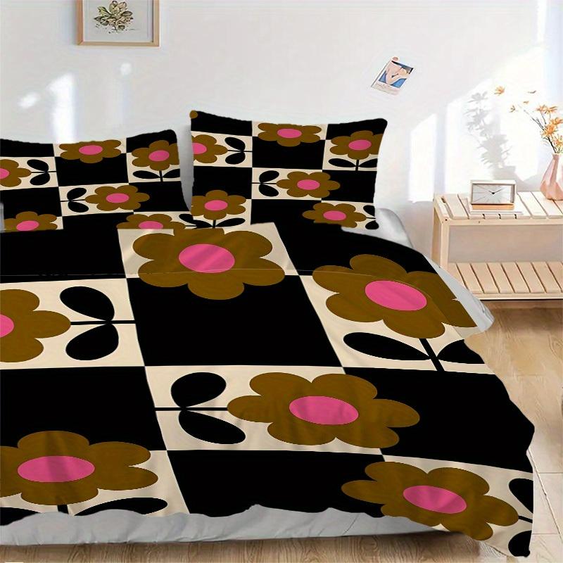

3Pcs Flower Pattern Printed Bedding Set, Breathable And Soft,(Includes 1 Duvet Cover And 2 Pillowcases, Quilt Not Included) yy250815191 135x200cm