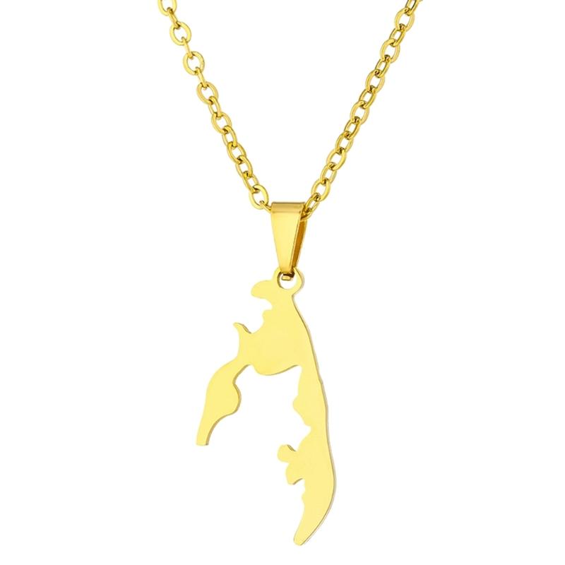 Collana Ciondolo Tamil Eelam Acciaio Inossidabile Mappa Geometrica Charms Collane Gioielli di Moda per Donne e Uomini