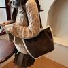 Commuter temperament Large capacity lamb wool retro vegetable basket New autumn and winter splicing plush shoulder underarm women's bag