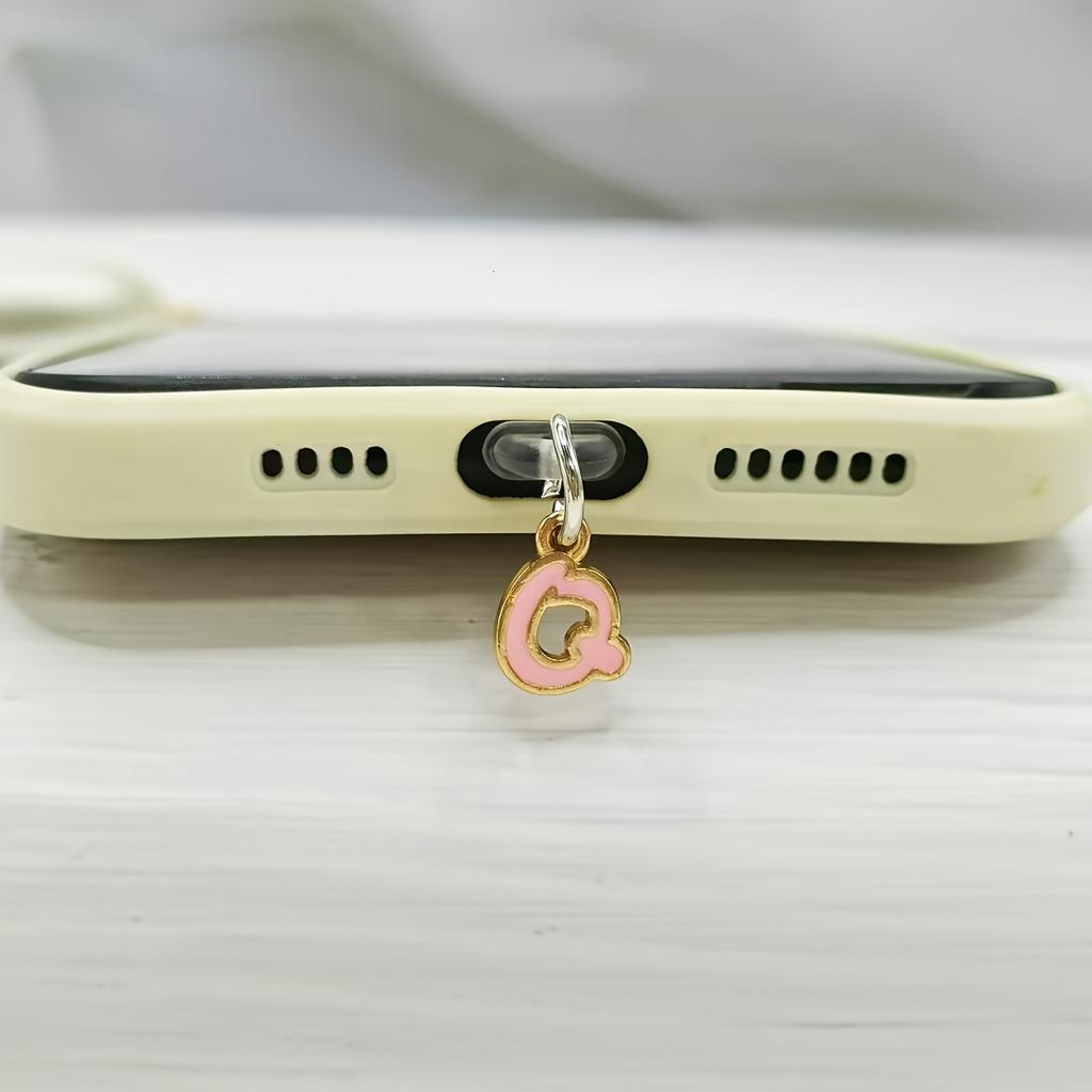 1 Stück Legierung Rosa Buchstabenanhänger Handy Staubschutzstecker Wasserdicht Staubdicht Staubfest