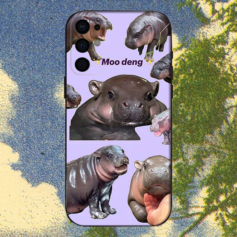 Moo Deng Hippo Phone Case For Samsung S25,S24,S21,S22,S23,S30,Ultra,S20,Plus,Fe,Lite,Note,10,9,5G Black Cover