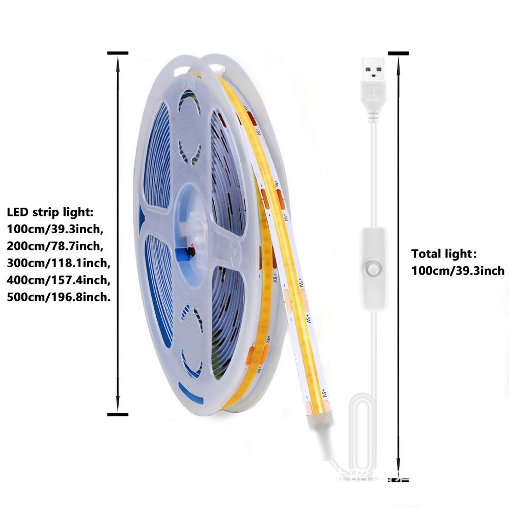 White USB 5V Led Lights Flexible Tape Lights New COB Led Strip Lights  Home