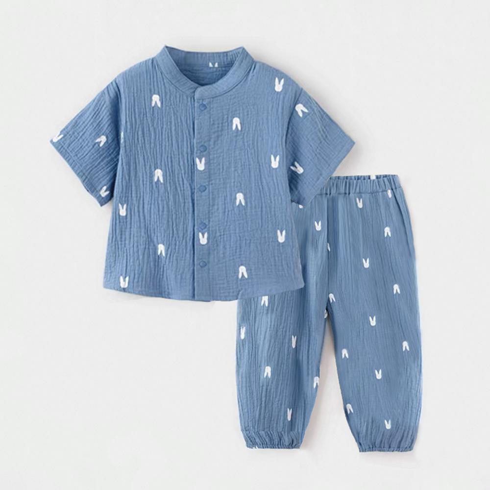 Spring Summer Organic Cotton Kids Clothes Set Cute Printed Short Sleeve Tshirt + Pant Baby Suits