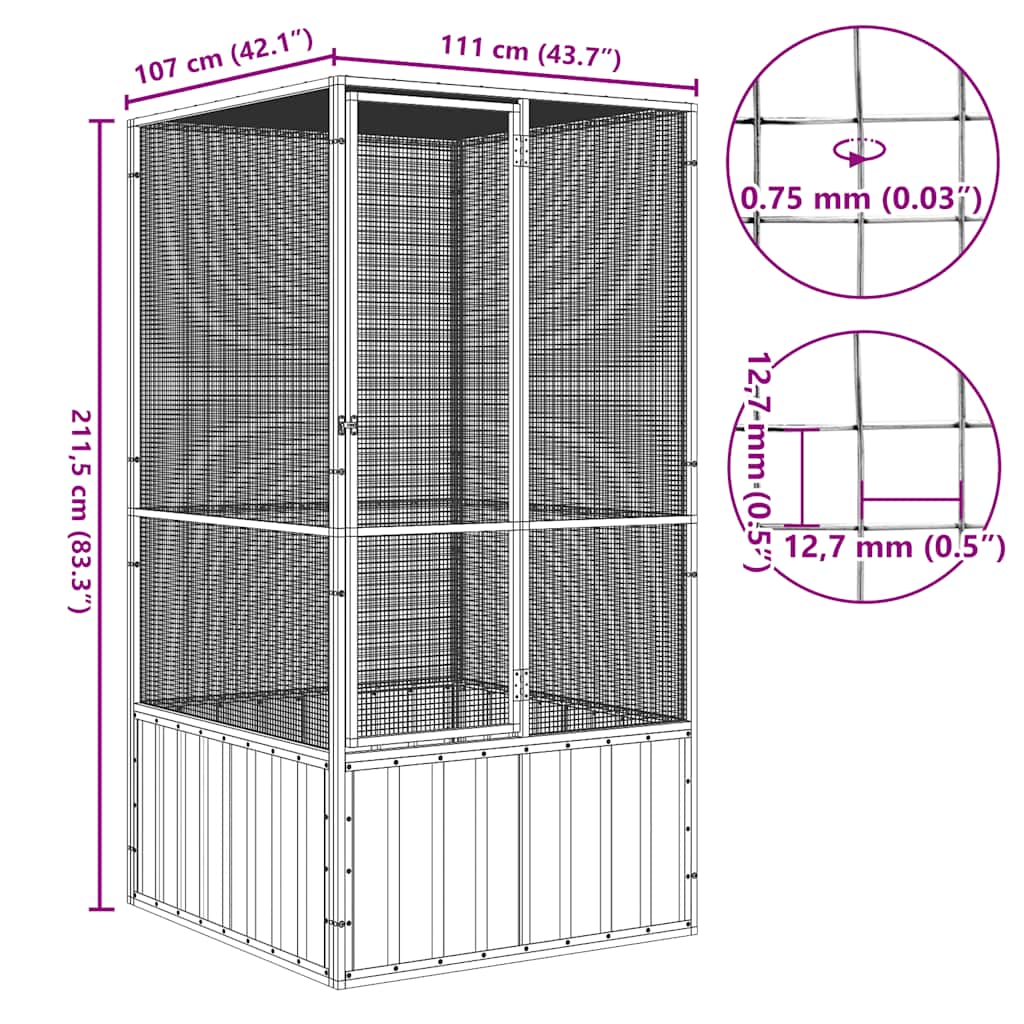 Vidaxl Aviary, Anthracite, 111X107X211.5 Cm, Galvanized Steel