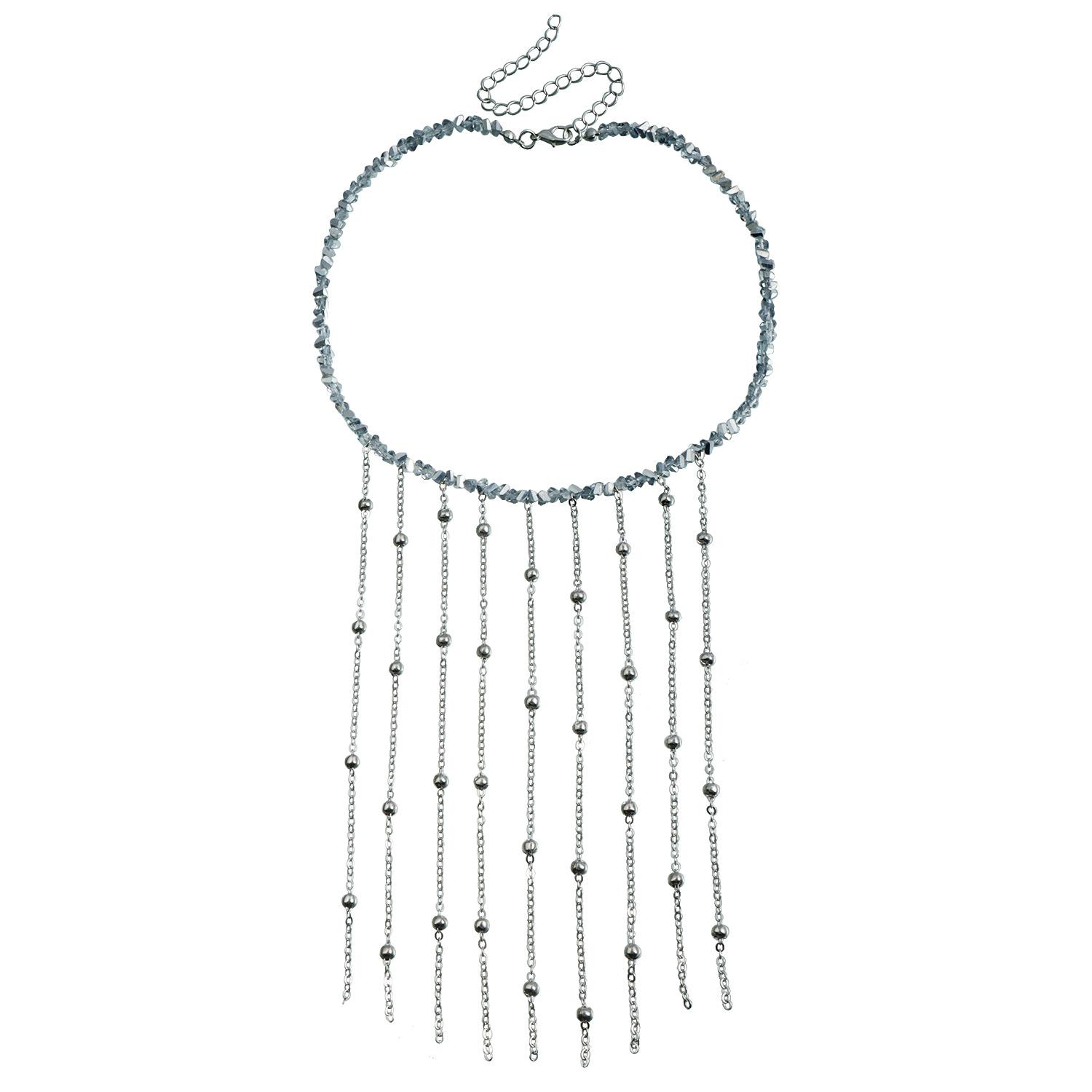 

Jewelry Multi-Fringed Clavicle Chain Light Luxury High-End Mirror Glass Beaded Necklace