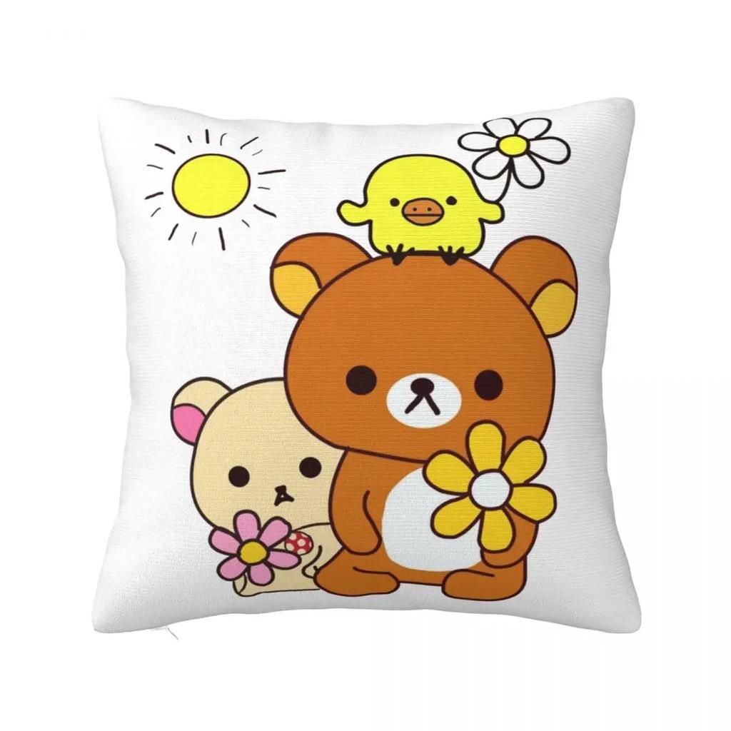 Rilakkuma Sakura Pillow Case Cushion Covers Fashion Zipper Decor Pillowcase for Home