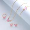 Fashion European American Style Butterfly Enamel Jewelry Four Piece Set For Women