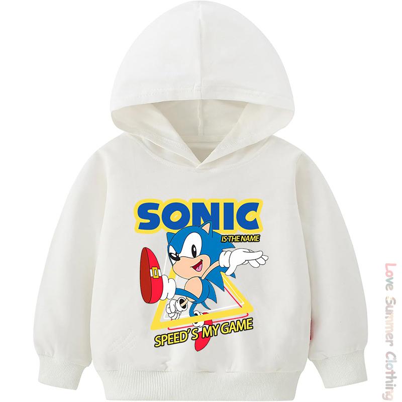 Sudadera con capucha para niños de 4 a 14 años Estampado HD de Sonic Sudadera fina para niños Sudadera con capucha de manga larga para otoño Ropa casual sencilla para niñas Poliéster