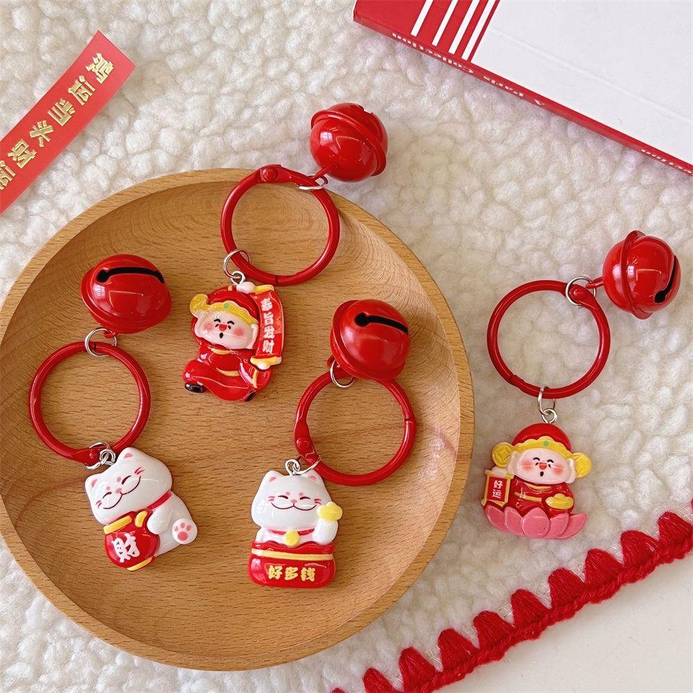 Kawaii Maneki-neko Keyring Resin Fortune Cat Pendant Creative Plutus Cat Keychain  Lunar New Year