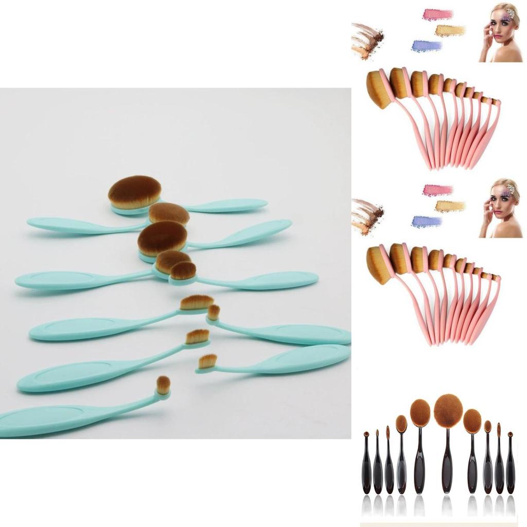 Classic Makeup Brush Set 10 Pieces With Synthetic Fibers For Flawless Foundation Application