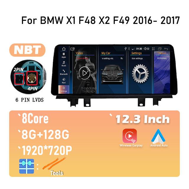 IPS New Android 14 For BMW X1 F48 X2 F49 (2016- 2017)  Car Player GPS Navigation Multimedia Video NBT & 2018 -2020 EVO System
