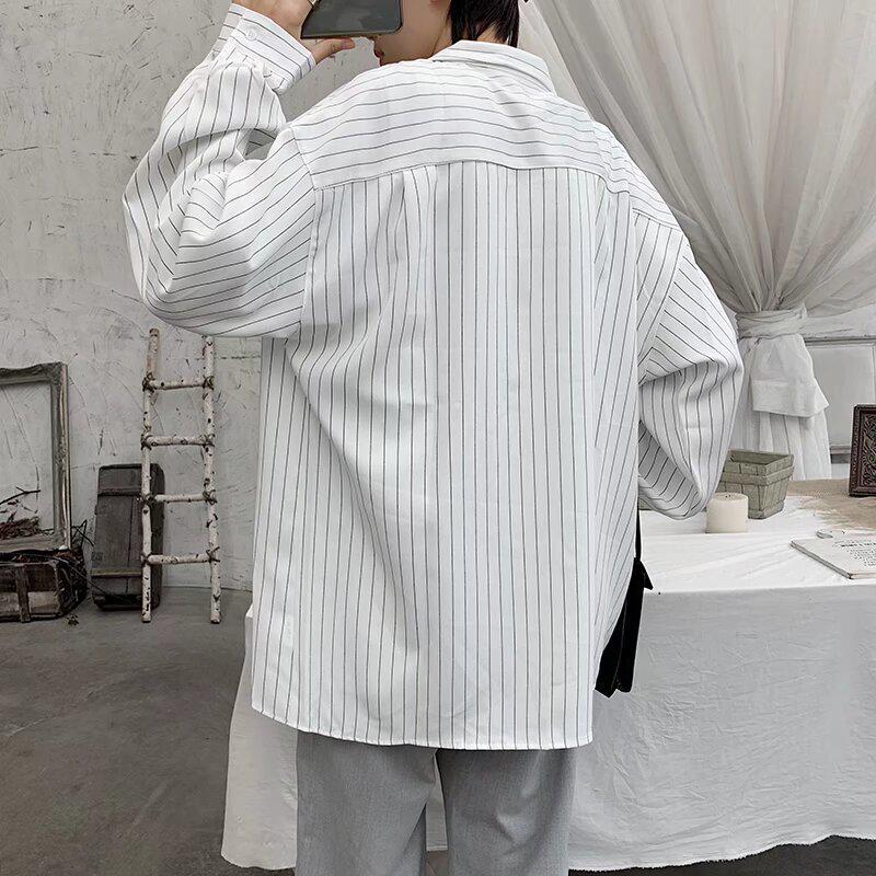 Men's 2024 Summer Striped Long-Sleeve Trendy Loose Casual Shirt-Jacket