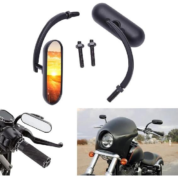 DREAMIZER 3" Motorcycle Handlebar Mirrors Black Round Rear View Side Mirrors Universal 8Mm 10Mm Compatible With Sportster 883 1200 Softail Dyna ATV