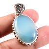 Natürlicher Aqua Chalcedon Edelstein 925 Sterling Silber Anhänger 1,7" I9l29
