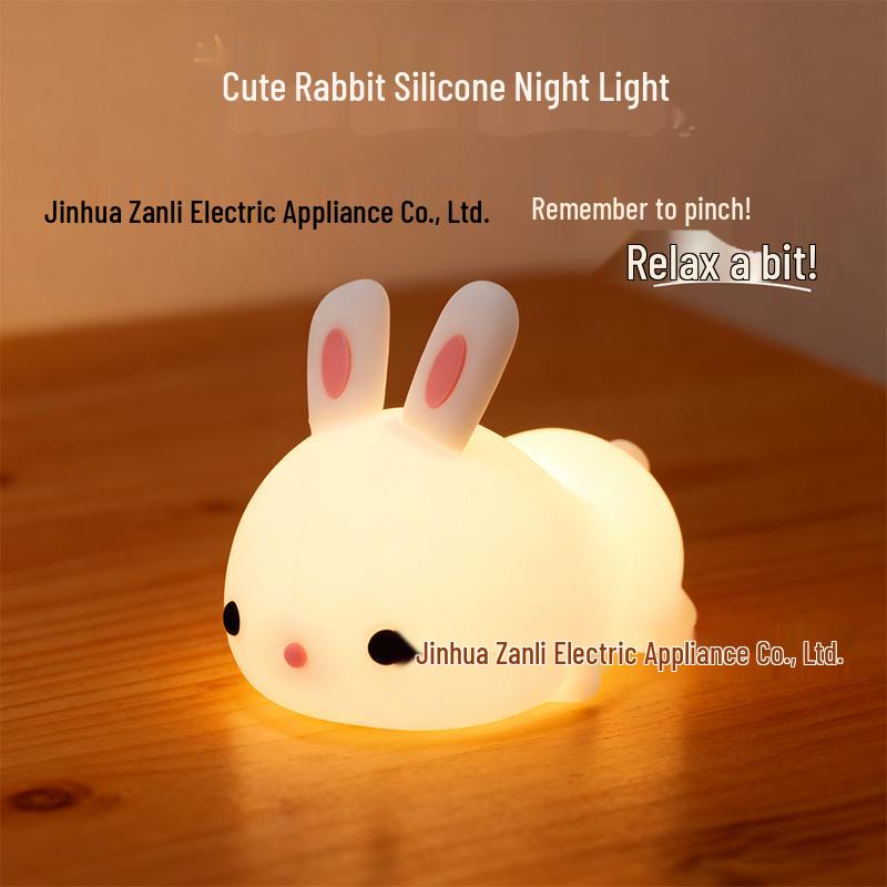 

Silicone Rabbit Night Light: Bedside Sleep Companion & Birthday Gift for Kids Multicolor + Auto Changing Rabbit Light