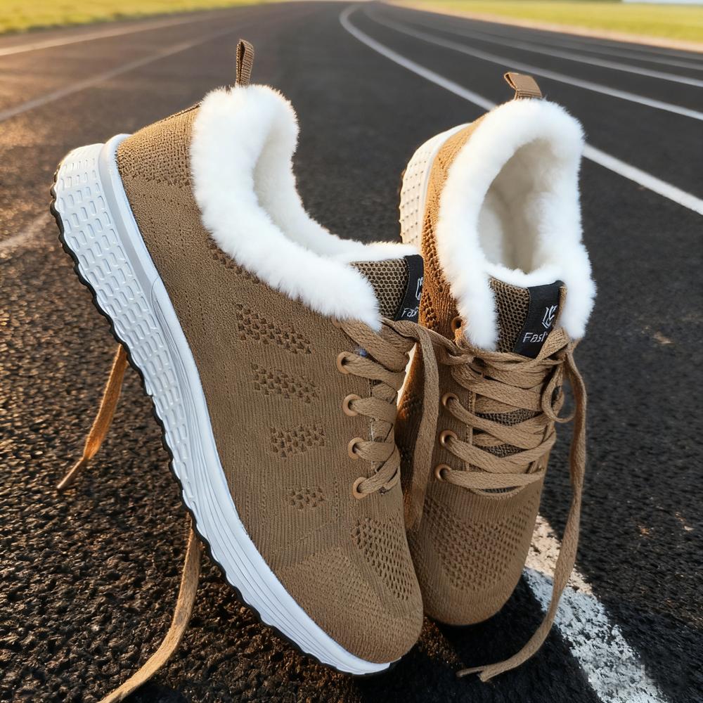 Winter Fashion Plush Walking Flats, Sports Shoes, Women'S Casual Shoes