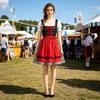 Traditional Oktoberfest Dress for Women Bavarian Beer Festival Costume with Apron Lace-Up Bodice and Puff Sleeves