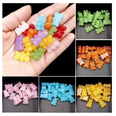 10pcs 12*19mm Night Glow Candy Jelly Vertical Hole Bear  For DIY Bracelet Necklace Hairpin Material Handmade Accessories Jewelry Accessory