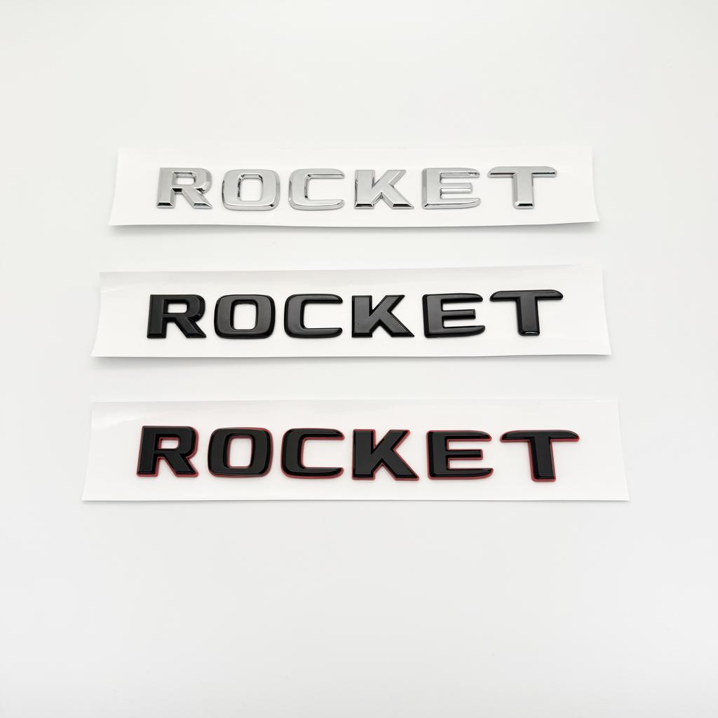 3D Glossy Black & Red ROCKET Car Letters Rear Trunk Bumper Tail Logo Badge Emblem Decals Sticker for 700 800 900 Accessories
