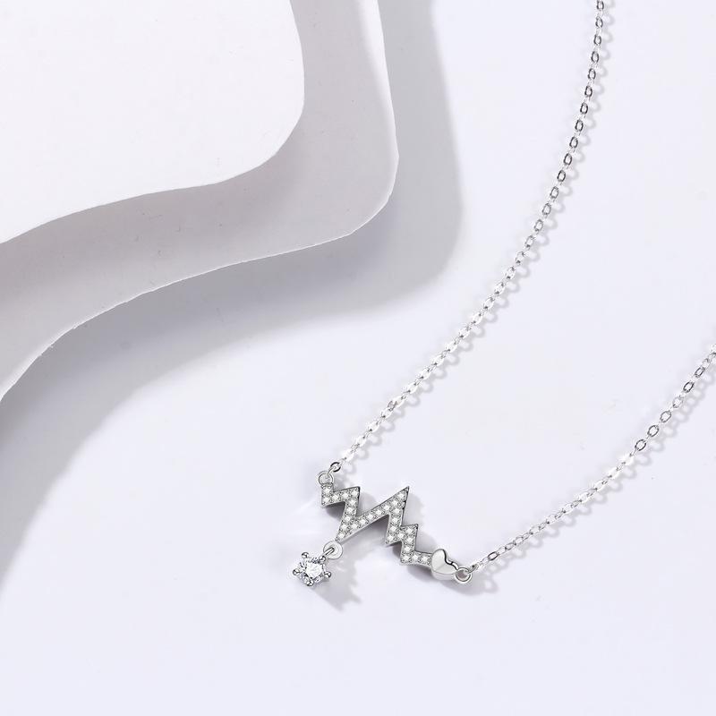 ECG Necklace Female Creative Personality Full Diamond Pendant Niche Design Sense Fashion Versatile Collarbone Chain