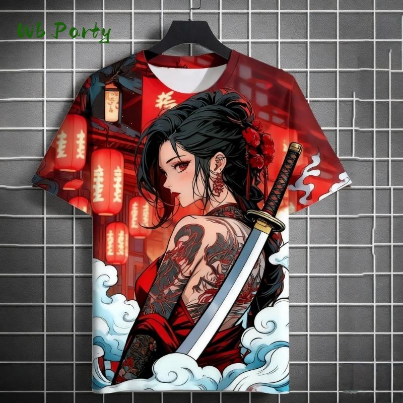 

Manga Girl Print T-Shirt Japanese 3D Print Top Personality Anime XXXL