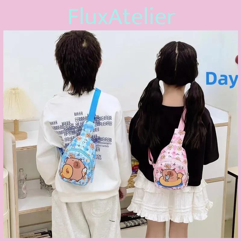 Cartoon Cute Capybara Printed Children Shoulder Bag Chest Pack For Use Outdoor