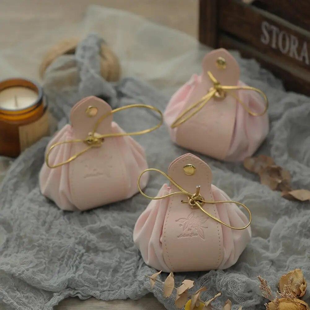 Gift Bag Drawstring Flannelette Texture Buckle Closure Portable Decor Gift Giving Widely Used Faux Leather Party Candy Pouch Wed