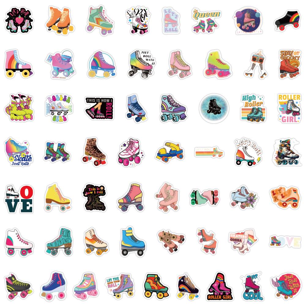 

55pcs Waterproof Roller Skate Cartoon Stickers for Journals, Water Bottles, and Computers
