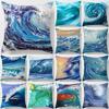 Wave Oil Painting Printed Pillowcase Modern Home Bedroom Living Room Sofa Cushion Cover 45x45cm Peach Skin Pillowcase