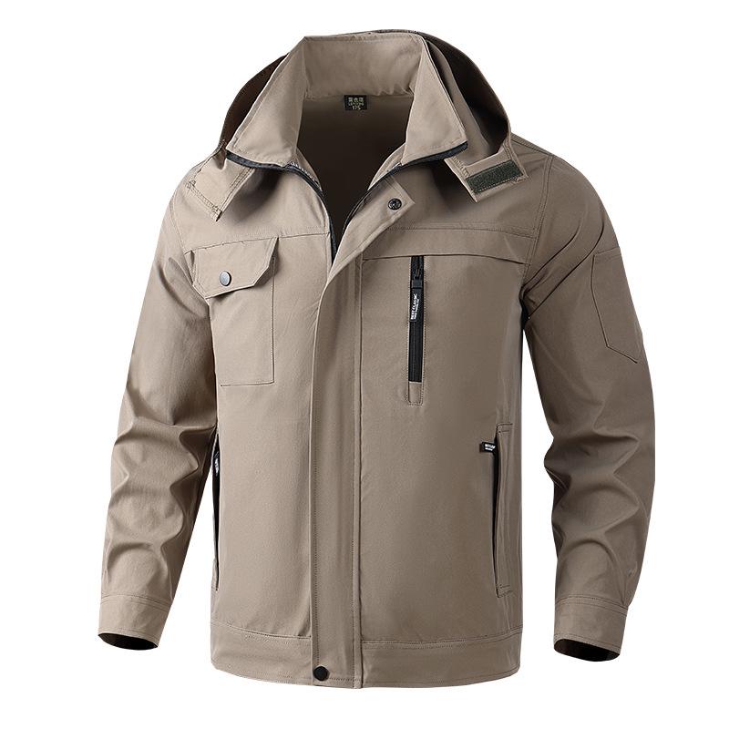 Herren Winddichte Camouflage Jacke und Hose Set - Mit Kapuze Taktische Outdoor Arbeitskleidung