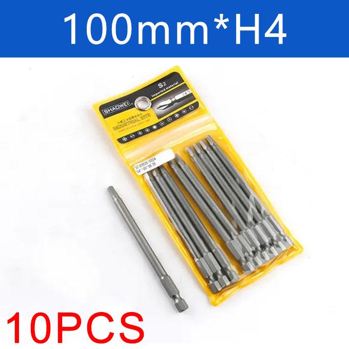 10Pcs 100mm Long 1/4" Hex Head Allen Wrench Drill Bit Handle S2 Steel Screwdriver Bits Metric Allen Screw Driver Bits H2-H14