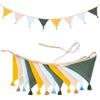 G2PLUS Cotton Fabric Bunting Banner, 9Ft Colorful Triangle Pennant Banner Flag, 12pcs Double-Sided Bunting Garland with Tassels for Birthday,