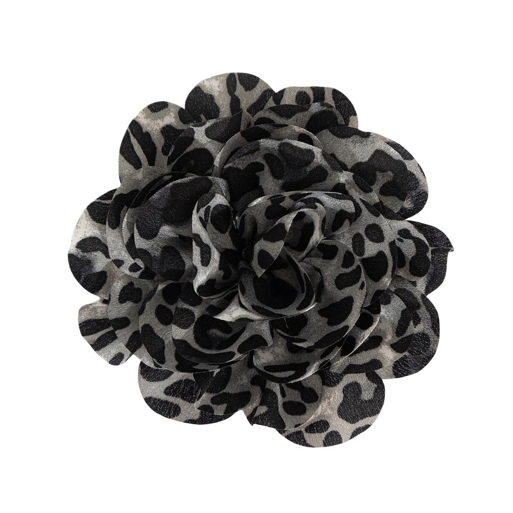 Broche Pince Bec de Canard Fleur Imprimé Léopard Corsage Exagéré en Forme Florale Accessoire de Mode Polyvalent pour Femmes