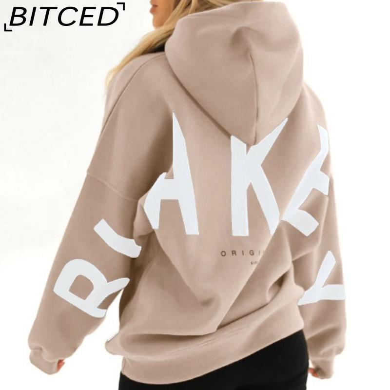 

Женская модная толстовка с капюшоном BITCED с принтом, утолщенная, универсальная, с длинным рукавом, оверсайз S белый/хаки