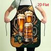 1pc Vintage Holiday Beer Mug Print Kitchen Apron, Made of Polyester, Available In Multiple Sizes, Featuring a Golden Beer, Wheat, and Hop Pattern In D