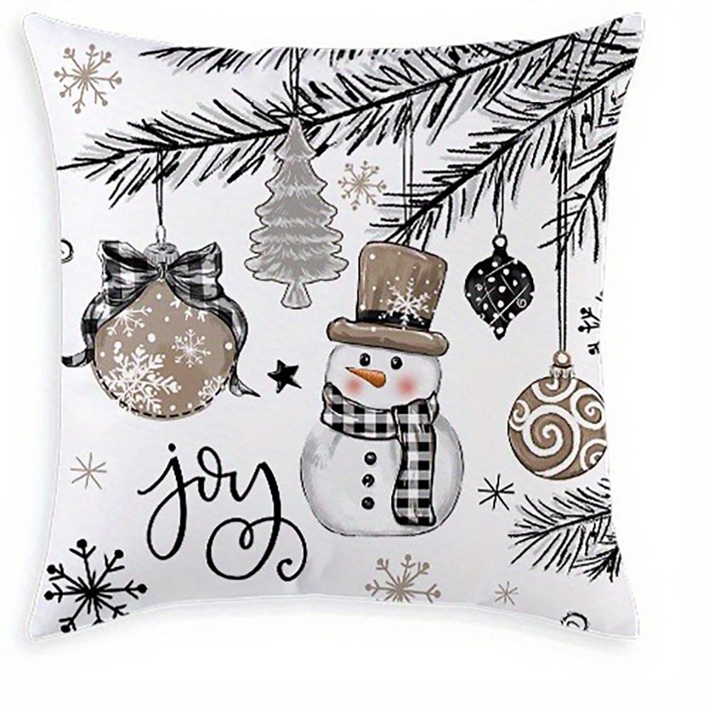 

Christmas Themed Pillowcases: Merry and Bright, Let it Snow, Joyful Designs Sofa room cushion cover home decoration gift 16x16Inch