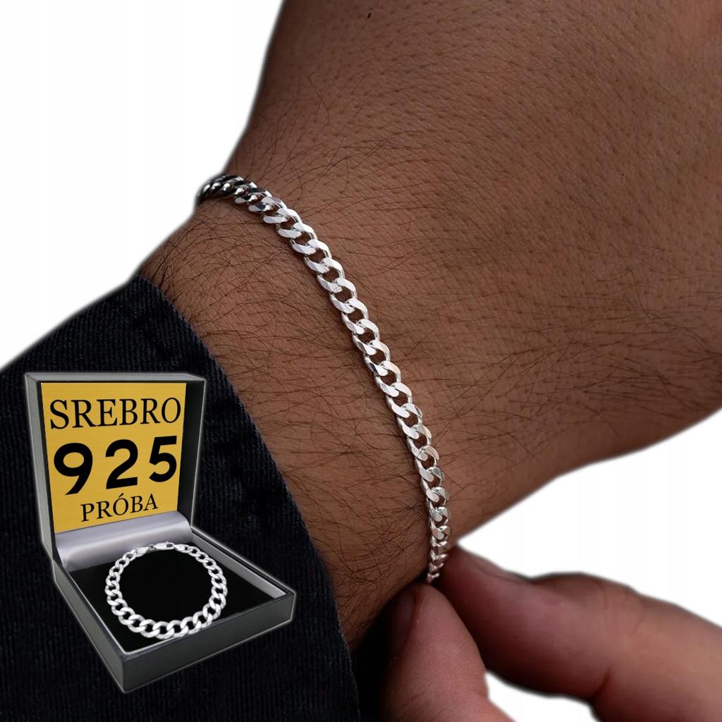 SILVER Men' Diamond Bracelet THICK Full Elegant For Men