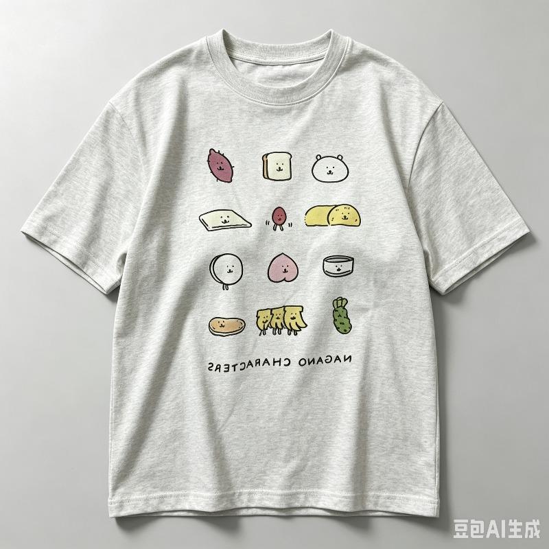 Unisex Pure Cotton Casual Cute Food Character Tshirt Cartoon Bread Fruit Print Short Sleeve Loose Fit Top For Daily Wear